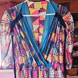 Anthropologie Vibrant Geometric Midi Dress